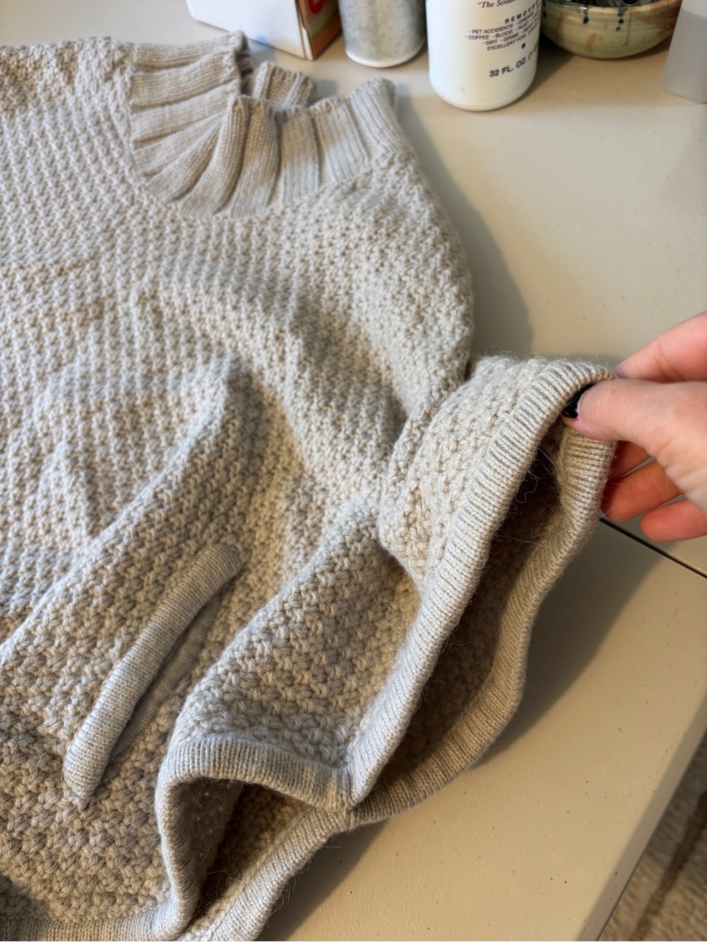 ELK Sweater Poncho Size Small Medium Wool Chunky Layered Minimalist Lagom Scandi - Picture 5 of 10